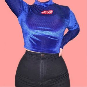 velvet “doll” long sleeve crop top